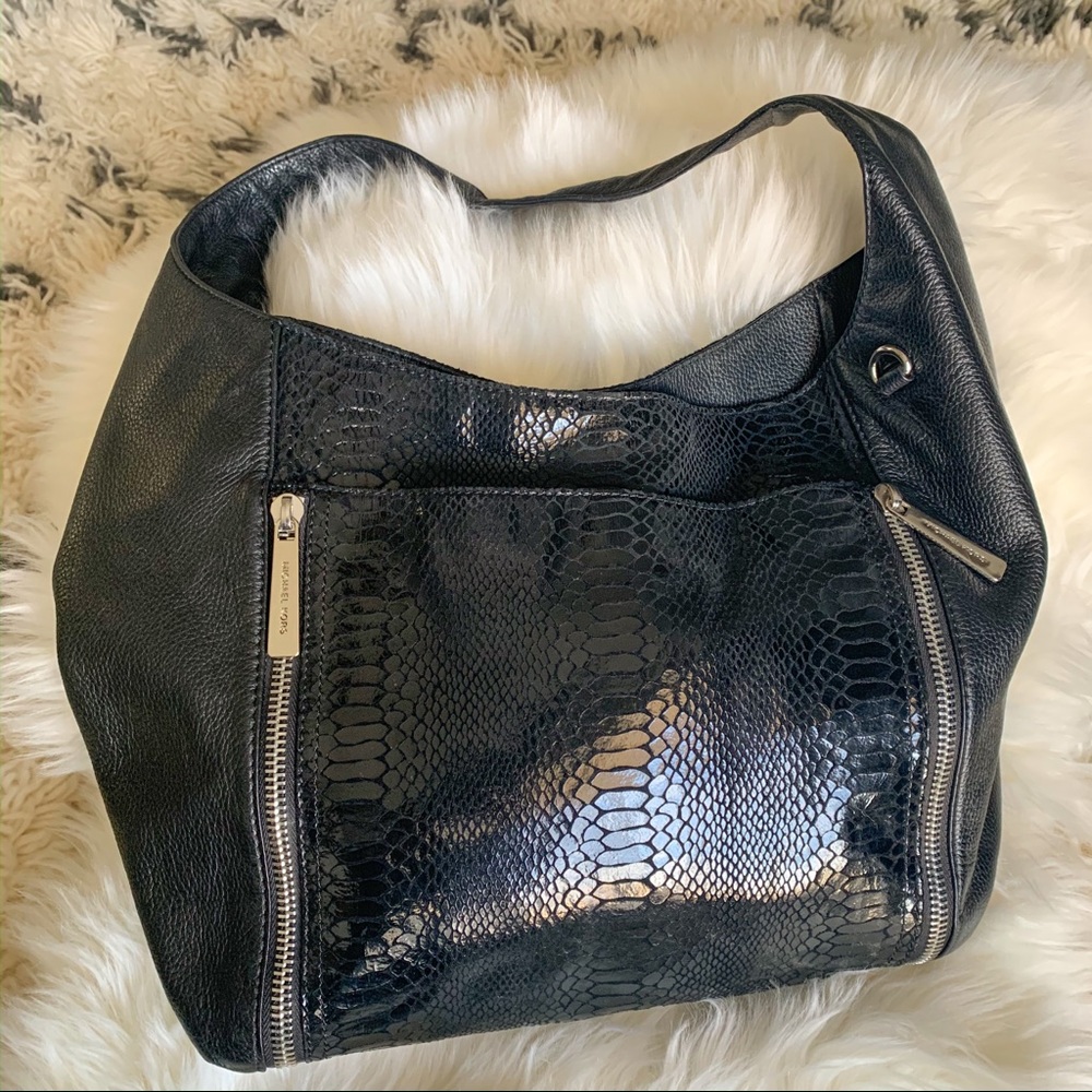 Michael Kors Leather & Snakeskin Hobo Bag